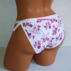 Victoria's Secret Cotton String Bikini Panty S L M XL White Pink Floral nwt - Picture 1 of 6