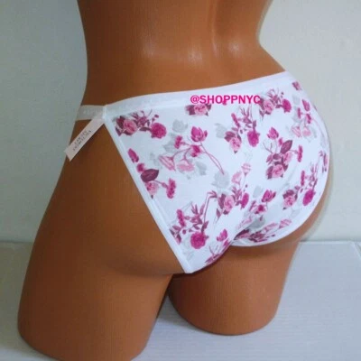 Victoria's Secret Cotton String Bikini Panty S L XL White Pink Floral nwt - Image 1 of 4