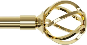Gold Curtain Rod for Windows 72-144 with Twisted Cage Finials, Heavy Duty Long C - Picture 1 of 12