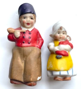 ORIGINAL VINTAGE BISQUE HOMBRE CON PIPA Y NIÑA CON FIGURAS DE MUÑECA HECHAS EN ALEMANIA - Imagen 1 de 7