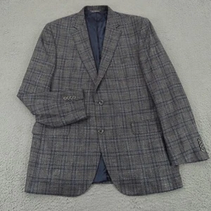 Jack Victor Blazer 44L Grey Wool Viscose Windowpane Check Italian Fabric Jacket - Picture 1 of 17