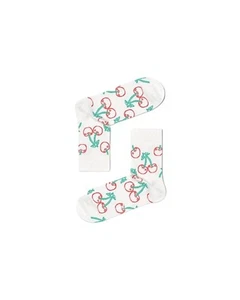 Happy Socks Cherry Crew Socks Fruit Print Socks Women White Pantyhose & Tights - Picture 1 of 4
