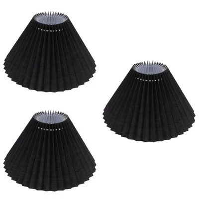  3 Pack Lamps Shades Light Covers Table Top Pleated Lampshades Black - Image 1 of 4