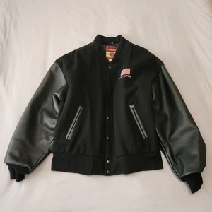 Reed Varsity Jacket Mens XL Black Wool Leather Bomber Union Made In USA NO SPIN - Picture 1 of 8