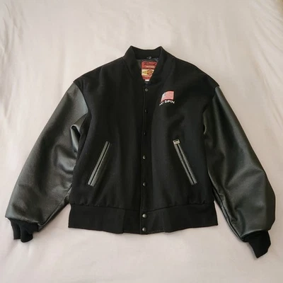 Reed Varsity Jacket Mens XL Black Wool Leather Bomber Union Made In USA NO SPIN - Image 1 of 4