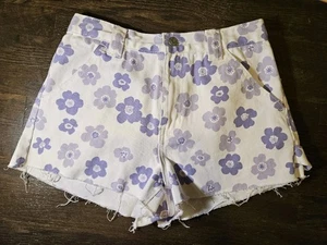 PacSun Shorts High Waist Cut-Off Purple Flower Hippie Boho Festival Womens Sz 27 - Picture 1 of 7