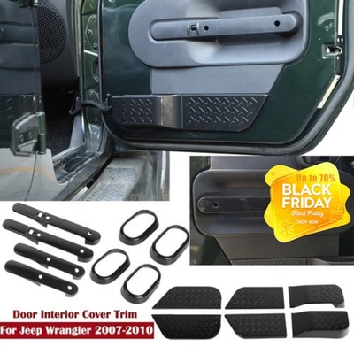Carbon Fiber Door Interior Trim Kit Cover For Jeep Wrangler JK 2007-2010 4 Door - Image 1 of 4