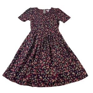 LuLaRoe Amelia A-Line Dress Women’s Small Blue Beige Print Zip Up Pockets NWT - Picture 1 of 6