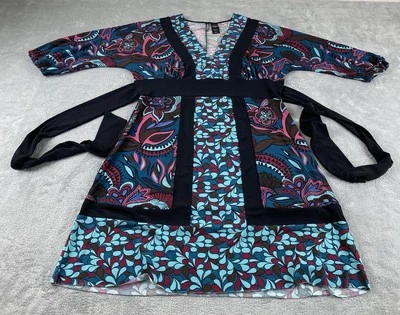 Vestido para mujer Bisou Bisou M. verde azulado negro multicolor boho hippie C15 Foto 1 de 4