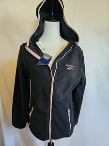 NWT Reebok M Fleece Lightweight Outerwear Fleece Jacket Coat OKRB713 Black Pink - Picture 1 of 4