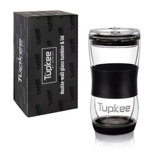 Tupkee Double Wall Glass Tumbler - 20-Ounce, All Glass Coffee Travel Mug & Lid - Picture 1 of 8