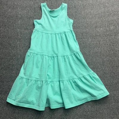 Hanna Andersson Dress Size 8 (130) Teal Tank Tiered Kidcore Cotton Scoop Neck - Image 1 of 4