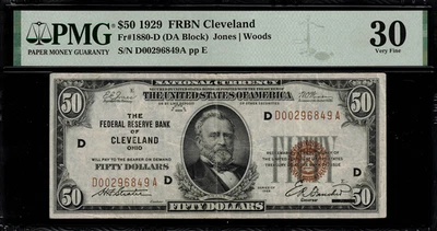 1929 $50 Federal Reserve Bank Note - Cleveland - FR.1880-D - Graded PMG 30 - Image 1 of 2