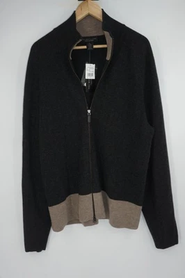 Suéter Bloomingdales para Hombres The Mens Store XL Marrón Carbón Lana Cachemira Cremallera Completa Foto 1 de 4