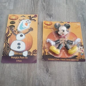 Halloween Gemmy Mickey Mouse Vampire & Olaf Pumpkin Push In Decorations Disney - Picture 1 of 11