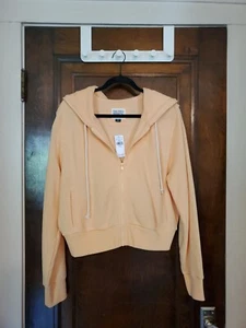 NEW!! American Eagle Womens Cropped Zip Up Hoodie Size XL Light Orange - Picture 1 of 13