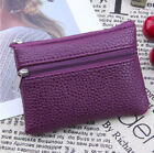 PU Leather Zipper Coin Bags Purse Small Pocket Wallet Keys Holder Dark Purple