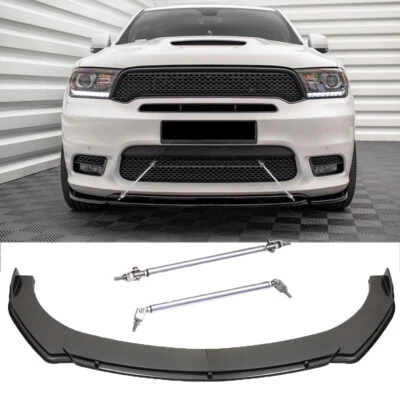 Front Bumper Lip Splitter Carbon Style + Strut Rods Bar For Dodge Durango SRT - Изображение 1 из 4