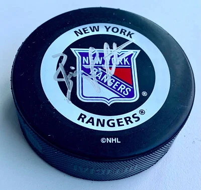 Disco de hóquei assinado por Brian Leetch New York Rangers NHL certificado de autenticidade autografado - Imagem 1 de 3