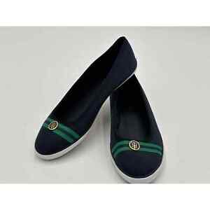 Tommy Hilfiger Flat Boat Shoes TW Bobby 2 Navy Blue Green Size 8.5M