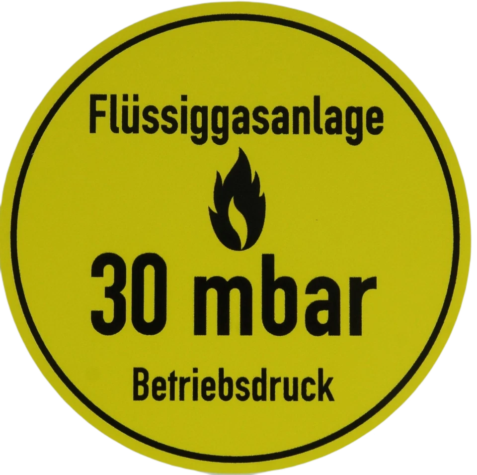 Operating Pressure Sticker 30 mbar Sticker Gas Pressure Mandatory for G607 Gas Test - Image 1 of 1