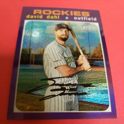 DAVID DAHL 2020 TOPPS HERITAGE PURPLE REFRACTOR #THC-478 ROCKIES SP - Image 1 of 3