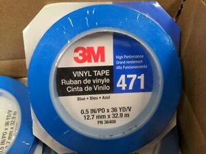 3M 06408 Blue Fine Line Vinyl Tape 471, 1/2" x 36 yds One Roll
