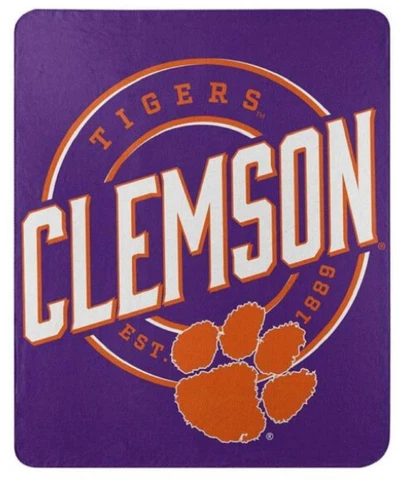 Clemson Tigers 50x60 Campaign Design Fleece Throw Blanket [NEW] NCAA Plush Cover