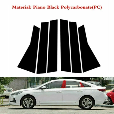 For Hyundai Sonata 2015-2019 Glossy Black Pillar Posts Window Trim Decal Cover - image 1 of 4