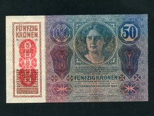 Austria:P-54a,50 Korona,1914 * Woman * DEUTSCHOSTERREICH * AU-UNC *
