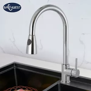 Mono Kitchen Sink Mixer Taps with Pull Out Spray 360 Swivel Spout Single Lever - Picture 1 of 7