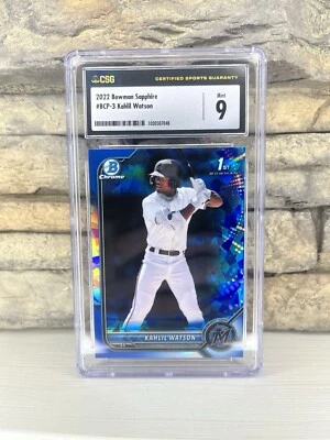 2022 Bowman Chrome Sapphire Khalil Watson 1st Prospect #BCP-3 CSG 9 Mint - Image 1 of 2