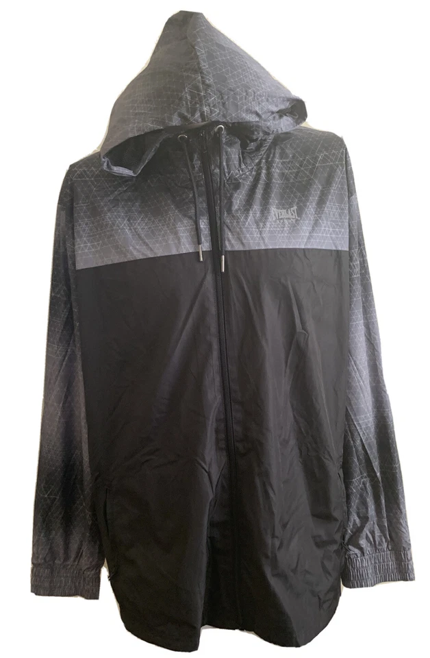 EVERLAST Sport LOGO HOODIE FULL ZIP Wind Jacket MEN'S SZ 2XL BLACK - Image 1 of 1