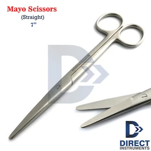 Medical Mayo Scissors Straight 7'' Blunt Surgical Operating Dissecting Suture CE - Picture 1 of 6