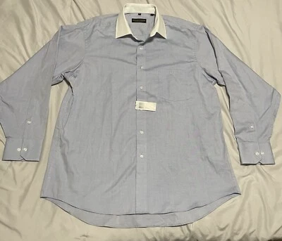 Camisa de Vestir Donald J. Trump Signature Collection Azul Cristal Talla 17 34/35 Nueva Foto 1 de 4