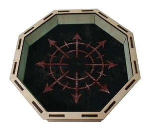 Chaos Star Warhammer Octagon Wooden Dice Tray, Rolling Tray for tabletop Games - Picture 1 of 1