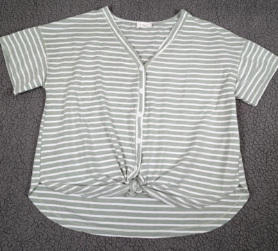 Camisa para mujer Everly At Anthropologie abotonada con nudo delantero corbata manga corta talla M Foto 1 de 4