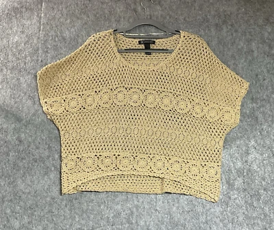 Suéter INC Para Mujer Grande Dorado Brillo Tejido Recortado Retro Y2K Boho Festival Foto 1 de 4