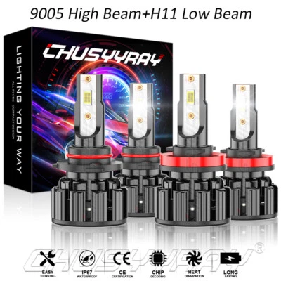 For Buick Encore 2013-2019 4x 9005+H11 LED Headlight Combo Hi-Lo Beam Bulbs Kit - Image 1 of 4