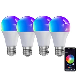4 Pack A21 LED RGBW Smart Light Bulbs 15W 1900LM Dimmable E26 Timing APP Control - Picture 1 of 9