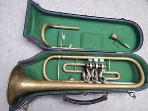Rare, nice rotary Bb trumpet "Wunderlich" w. additional slide in orig. case - Picture 1 of 13
