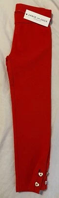 NUEVO CON ETIQUETAS Janie and Jack Rojo San Valentín Leggings Pantalones Corazón Botones Talla 4 Foto 1 de 3