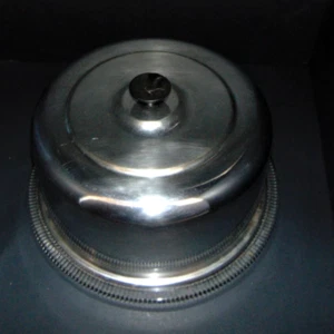 VTG Chrome Cake Cover With Glass Cake Plate Cake Stand 12.5 Inch ESTATE - Picture 1 of 3