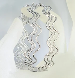 Gergeous White Gold Filled Ladies Prom 30 - 53mm Large Evening Earrings A/7750 - Picture 1 of 3