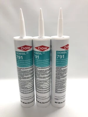 DOW CORNING 3 Tubes of Dowsil Weatherproofing Sealant, Black 10.3 fl oz, 791- Exp 2023