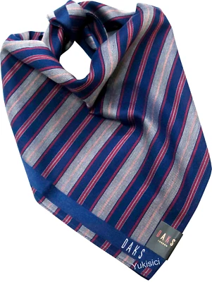 DAKS London Men Japan Cotton Handkerchief Stripes Pattern Navy & Grey 50cm - Image 1 of 4