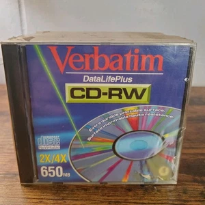 (10 Pack) Verbatim Data Life Plus Rewritable CD-RW 2x/4x Speed, 650 MB, 74 Mins - Picture 1 of 6
