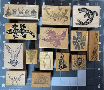 Lot Of 14 Fanciful Mythical Mounted Rubber Stamps Crafts Scrapbooking Vintage - Image 1 of 4