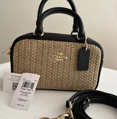 Bolso Bandolera COACH CAK74 Tostado/Negro Paja Cartera Bolso de Mano Foto 1 de 4