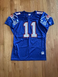 Vtg 90s Drew Bledsoe New England Patriots Wilson NFL Jersey Sz Large Blue USA - Picture 1 of 12